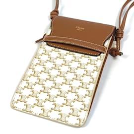 Céline-Celine Triomphe Phone Case Bag-Beige