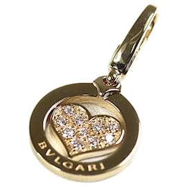 Bulgari-Pingente Charme Coração em Diamante Bvlgari Tondo-Dourado