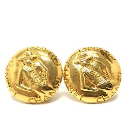 Chanel Vintage Gold Clip Earrings Golden