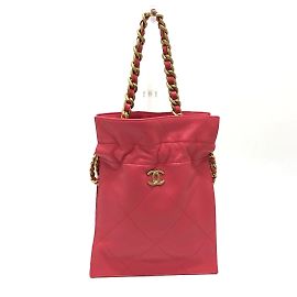 Sac à main en cuir rose Chanel Rose