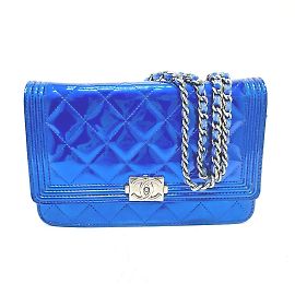 Borsa a spalla in pelle blu Chanel Blu