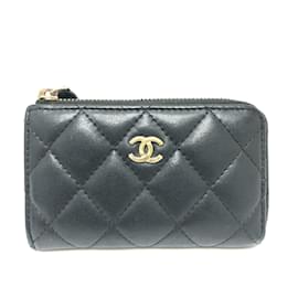 Chanel-Porta-moedas de couro preto Chanel-Preto