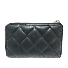 Chanel-Porta-moedas de couro preto Chanel-Preto