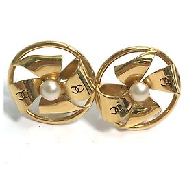 Chanel Vintage CC Mark Gold Clip Ohrringe Golden