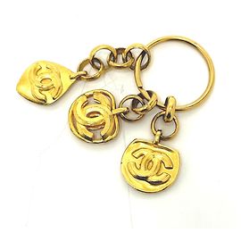 Porte-clés plaqué or Chanel Doré