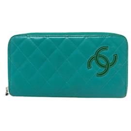 Chanel-Chanel Green Leather Long Wallet-Green