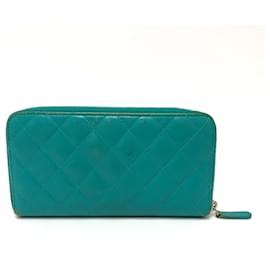 Chanel-Chanel Green Leather Long Wallet-Green