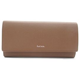 Paul Smith Brown Leather Bifold Long Wallet Brown