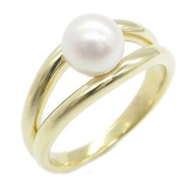 Mikimoto-Perlenring aus Gelbgold Weiß