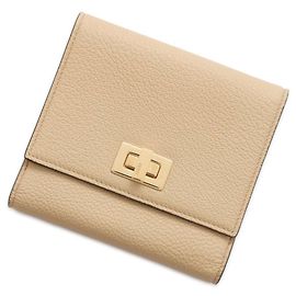Billetera plegable Fendi en beige dorado Dorado