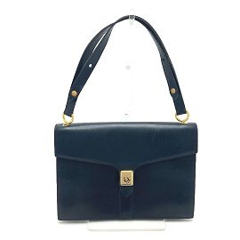 Borsa a spalla in pelle blu navy Christian Dior Blu navy
