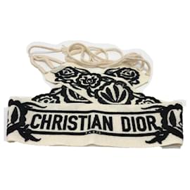 Christian Dior-Christian Dior White Cloth Logo Embroidery Belt-White