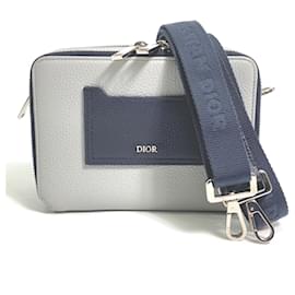 Christian Dior-Christian Dior Gray Leather Shoulder Bag-Brown