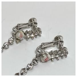 Christian Dior-Boucles d'oreilles clip en argent avec fleur rose Christian Dior-Argenté