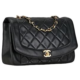 Chanel-Sac à bandoulière Chanel Matelassé 25 Diana avec chaîne-Noir