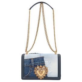 Bolsa de ombro patchwork médio Devotion da Dolce & Gabbana Azul
