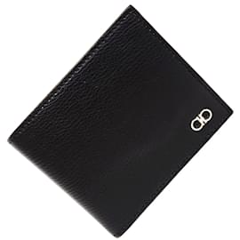 Salvatore Ferragamo-Salvatore Ferragamo Double Gancini Bi-fold Wallet-Black
