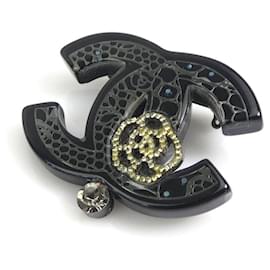 Chanel-Chanel Coco Mark Brooch-Black,Silvery