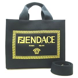 Versace Fendace 2Way Tote Women's Bag Black