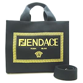 Versace-Bolsa feminina 2Way Tote Versace Fendace-Preto