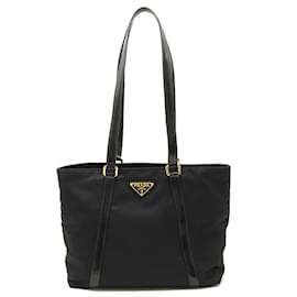 Prada-Sac fourre-tout en nylon et cuir Prada-Noir