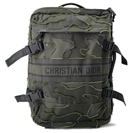 Christian Dior-Christian Dior Camouflage Canvas Suitcase-Black,Green