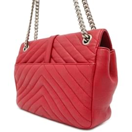 Saint Laurent-Saint Laurent Red Leather Chain Shoulder Bag-Red