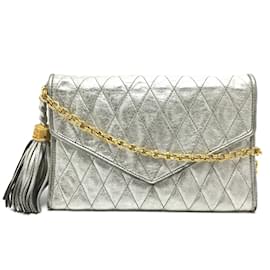 Chanel-Chanel Quilted Matelasse Shoulder Bag-Silvery