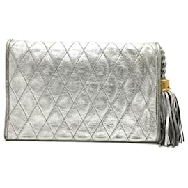 Chanel-Chanel Quilted Matelasse Shoulder Bag-Silvery