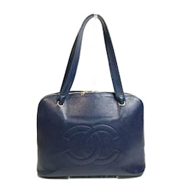 Chanel-Sac à épaule en cuir bleu marine Chanel-Bleu Marine