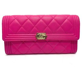 Chanel A80286 Matelasse Zip Around Long Wallet Pink
