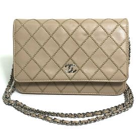 Carteira longa de couro bege Chanel Bege