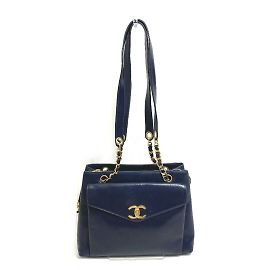 Bolso de hombro de cuero azul marino Chanel Azul marino