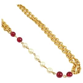 Chanel-Chanel Gold and Off-White Necklace-Red,Golden,Eggshell