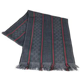 Gucci Gray Wool Stole Brown