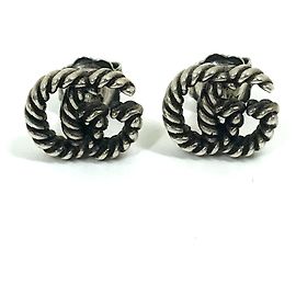 Gucci Logo GG Marmont Silver Stud Earrings Silvery