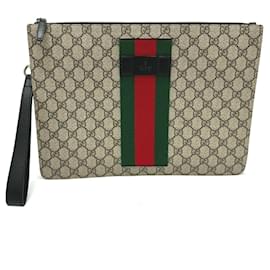 Gucci-Gucci 433665 Sherry Line Clutch Bag-Beige