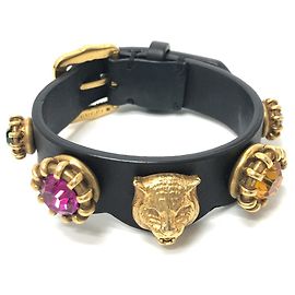 Gucci Black Leather Bracelet Black