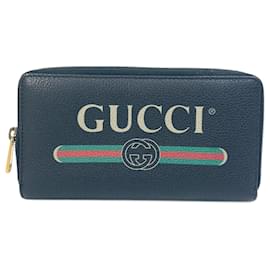 Gucci-Gucci 496317 Sherry Line Zip Around Long Wallet-Black
