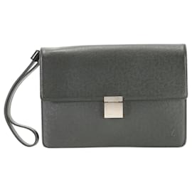 Louis Vuitton-Louis Vuitton Taiga Selenga Aldwaz Leather Pouch-Grey