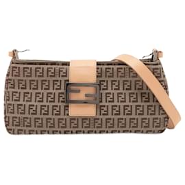 Fendi-Fendi Zucchino FF Hardware Mamma Bucket Bag-Brown