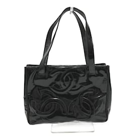 Chanel-Chanel Black Patent Leather Shoulder Bag-Black