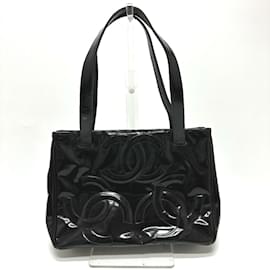 Chanel-Chanel Black Patent Leather Shoulder Bag-Black