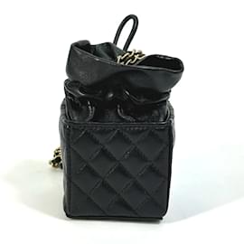 Chanel-Chanel CCCC Mark Chain Mini Drawstring Crossbody Pochette Shoulder Bag-Black