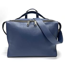 Fendi-Fendi 7VA400 Navy Leather Briefcase-Navy blue