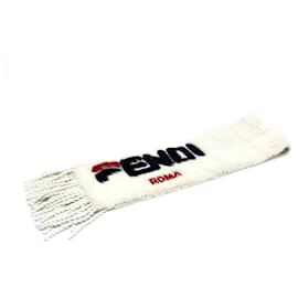 Fendi-Fendi FNG477 Logo Phila Collaboration Scarf-White