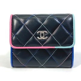 Chanel CC Mark Compact Trifold Wallet Black