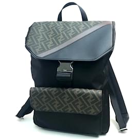 Fendi-Fendi 7VZ045 Black and Brown Backpack-Black