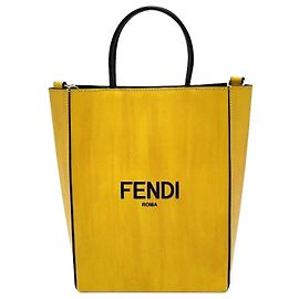 Bolsa de ombro de couro amarelo Fendi Amarelo