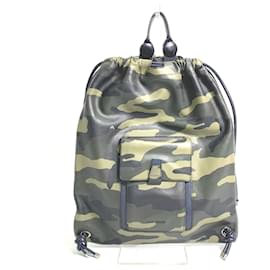 Christian Dior-Dior Homme Camouflage Green Leather Backpack-Green